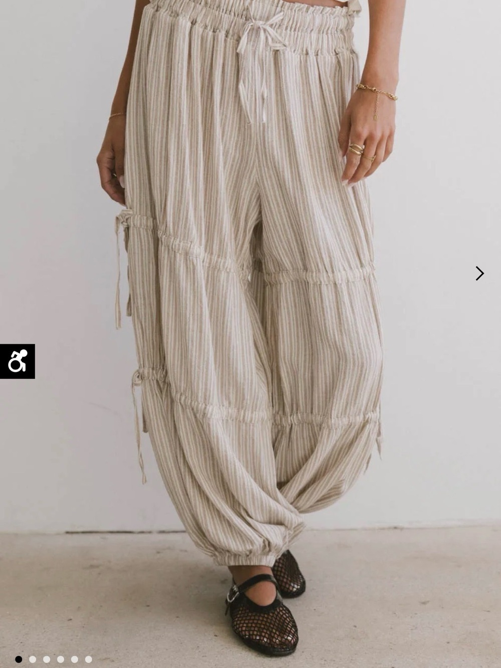 Striped linen pants- natural brown